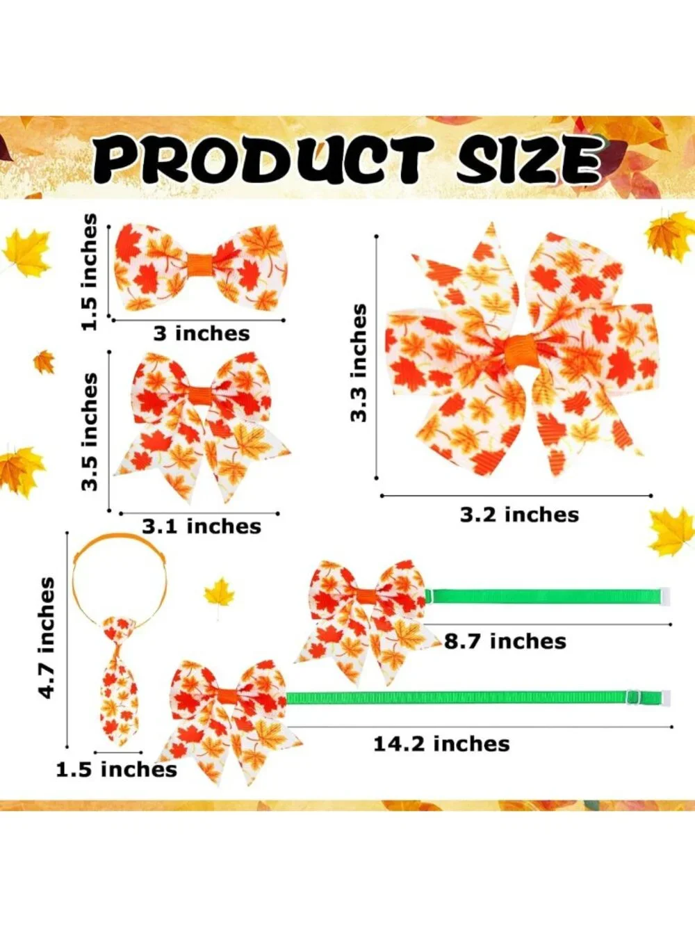 120 Pcs Thanksgiving Dog Bows & Ties - Adjustable Fall Bowties for Pets